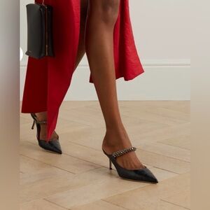 Jimmy Choo Bing 65 crystal-embellished croc-effect glossed-leather mules